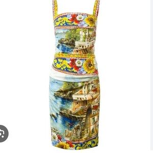 Dolce Gabbana Sorrento ruched silk dress new 46